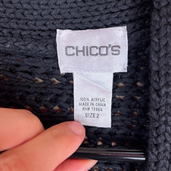 Chicos Womens Sweater Brown Cardigan Knit Chunky Open Front Dolman 3 (XL) - Picture 8 of 13